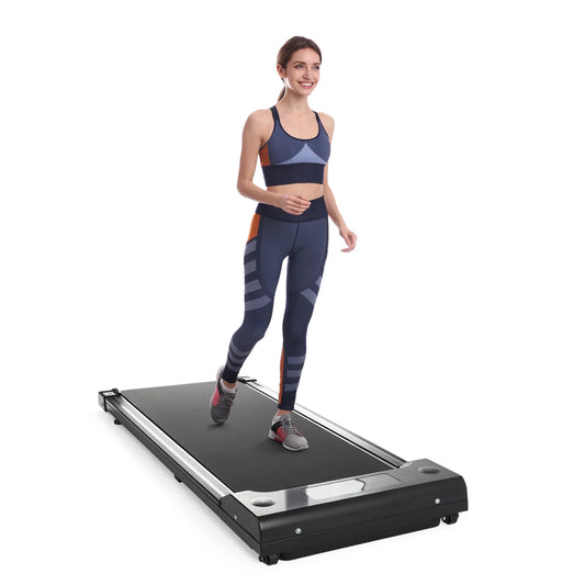 2 in 1 under Desk Treadmill, Powerful and Quiet Walking Pad with Remote Control. Portable, Slim, Compact and Installation-Free Walking Jogging Running Treadmill for Home Office Gray